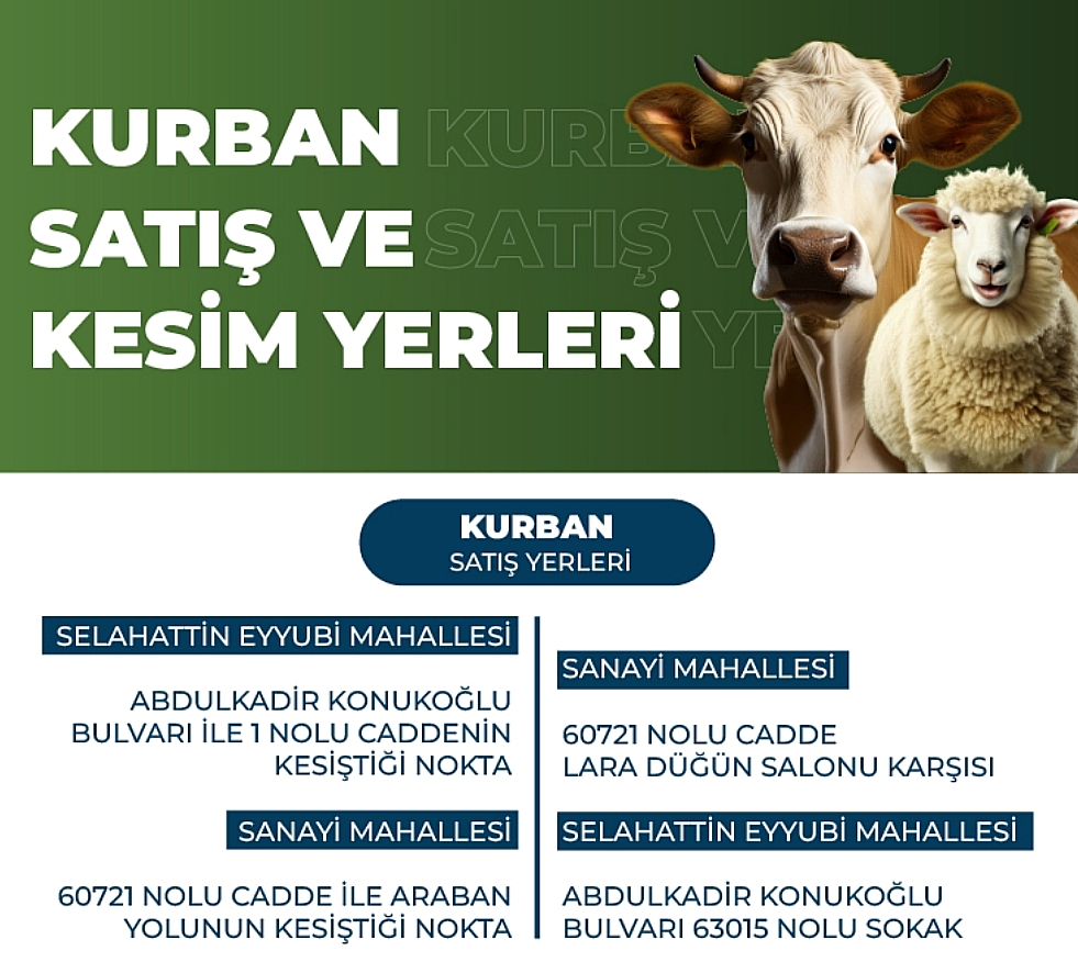 Şehitkamil'de Bayrama Hazırlık Tamam: 15 Noktada Kurban Kesimi Yapılabilecek!