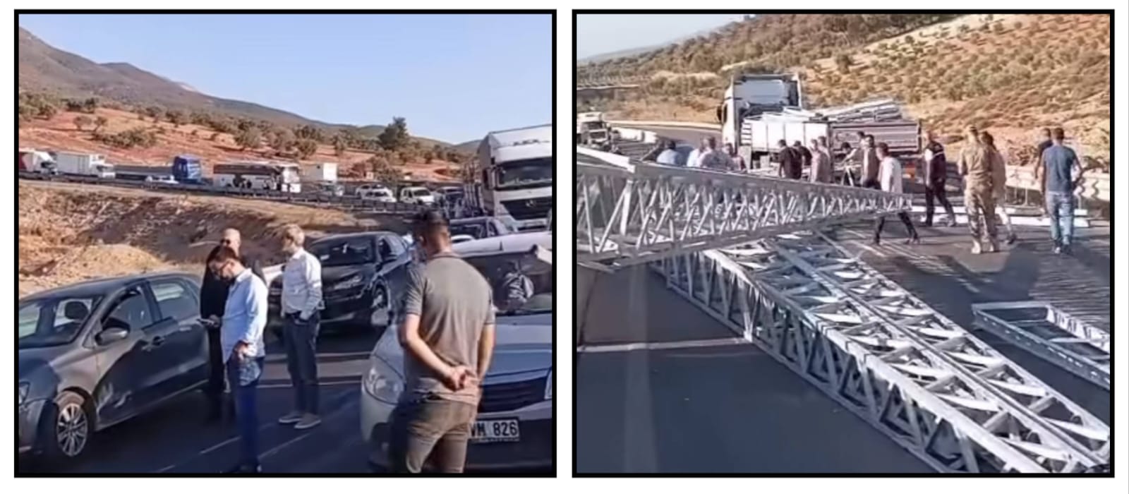 Belen Yolunda Elektrik Direkleri Yola Savruldu