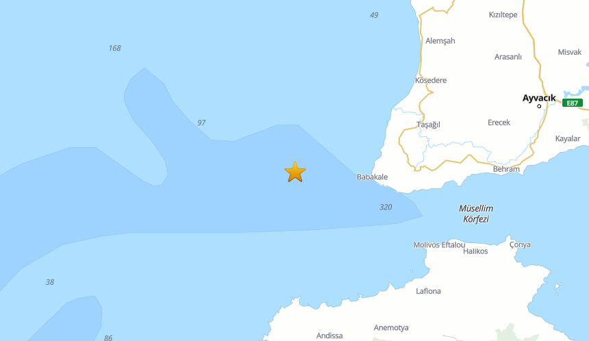 Çanakkale Ayvacık Açıklarında 4 Büyüklüğünde Deprem