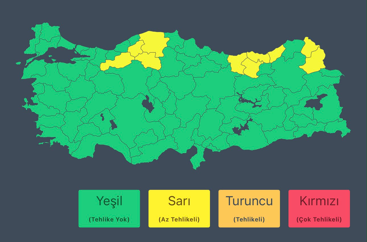 İçişleri Bakanlığı Ve Meteoroloji’den Çok Sayıda İl İçin Kuvvetli Sağanak Yağış Uyarısı