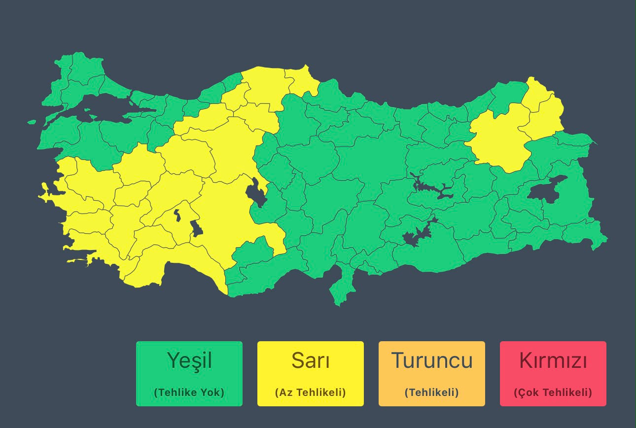 İçişleri Bakanlığı’ndan Birçok İl İçin Kuvvetli Sağanak Yağış Uyarısı