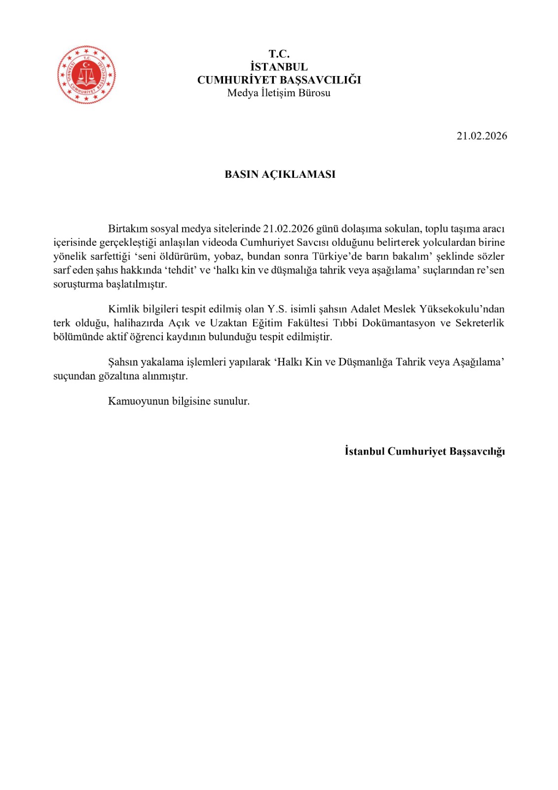 İstanbul Cumhuriyet Başsavcılığı’ndan Toplu Taşıma Videosu Hakkında Soruşturma