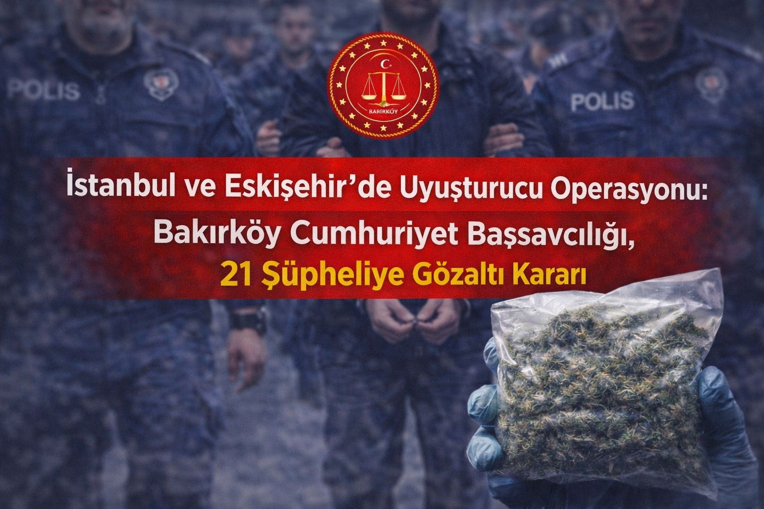 İstanbul ve Eskişehir’de Uyuşturucu Operasyonu: 21 Şüpheliye Gözaltı Kararı