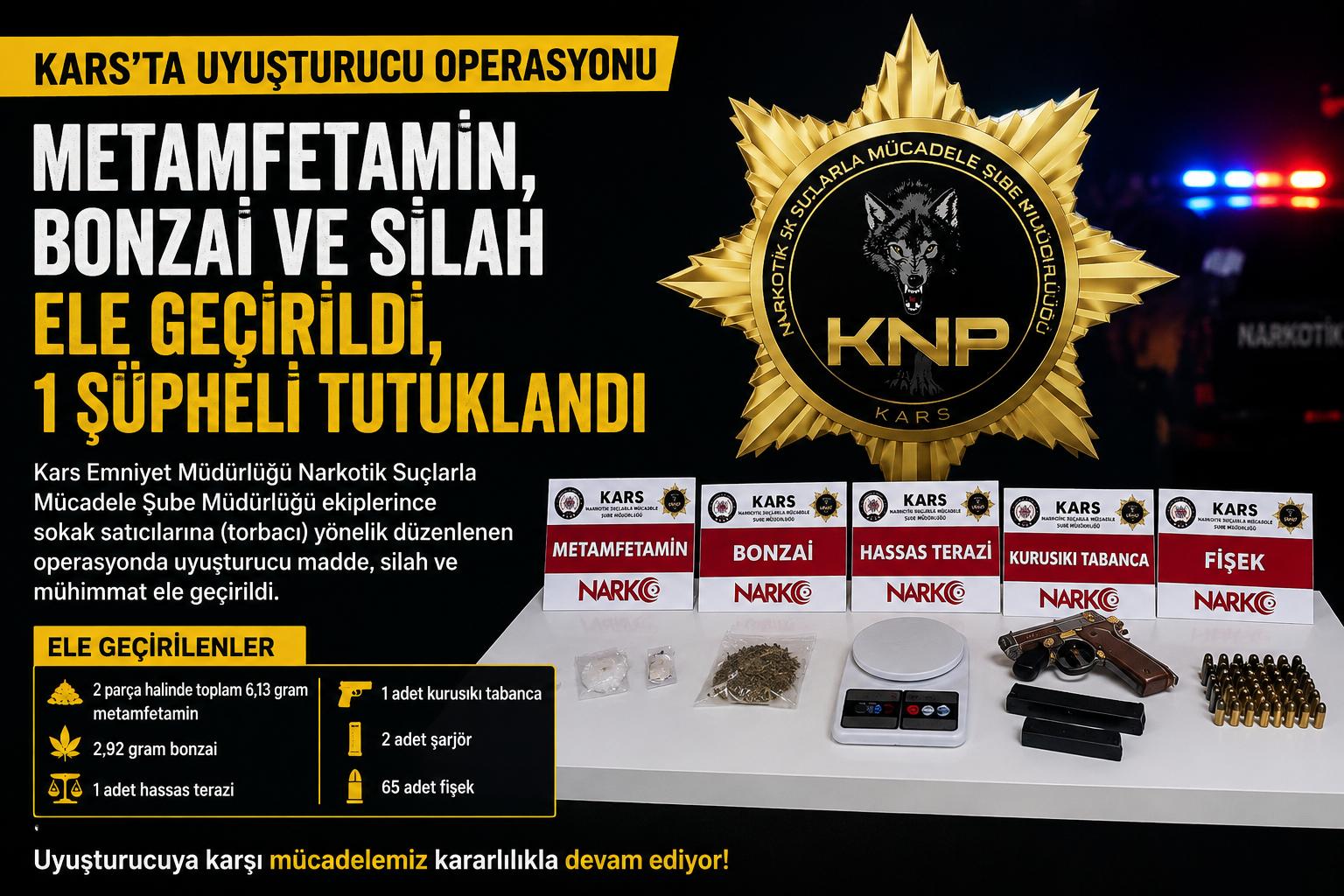 Kars’ta Uyuşturucu Operasyonu: 1 Şüpheli Tutuklandı