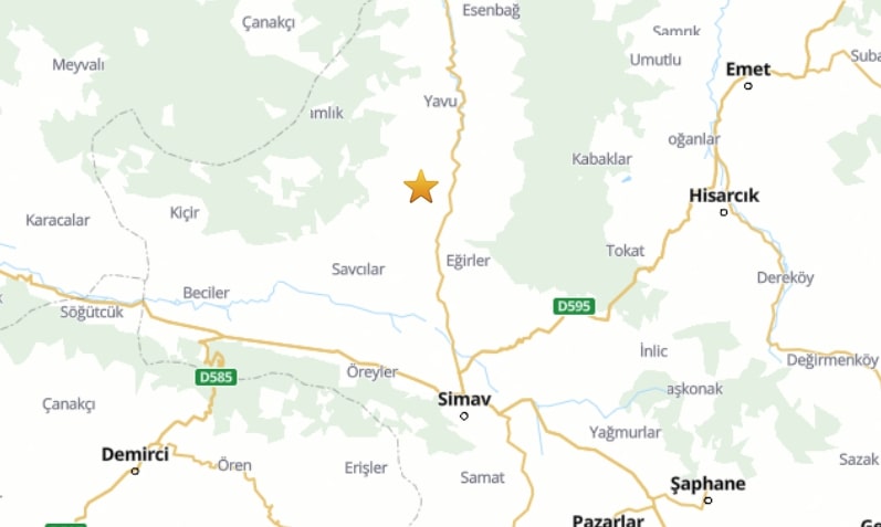 Kütahya’nın Simav İlçesinde 4.1 Büyüklüğünde Deprem