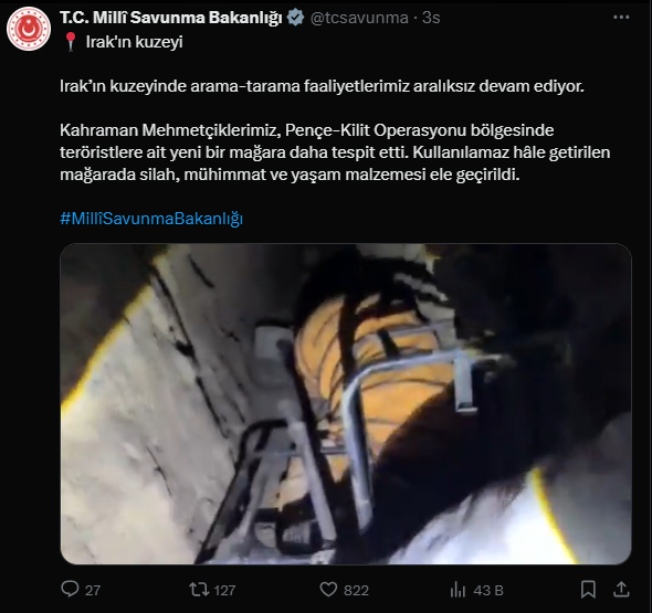 Pençe-Kilit Operasyonu’nda Yeni Mağara İmha Edildi: Silah ve Mühimmat Ele Geçirildi