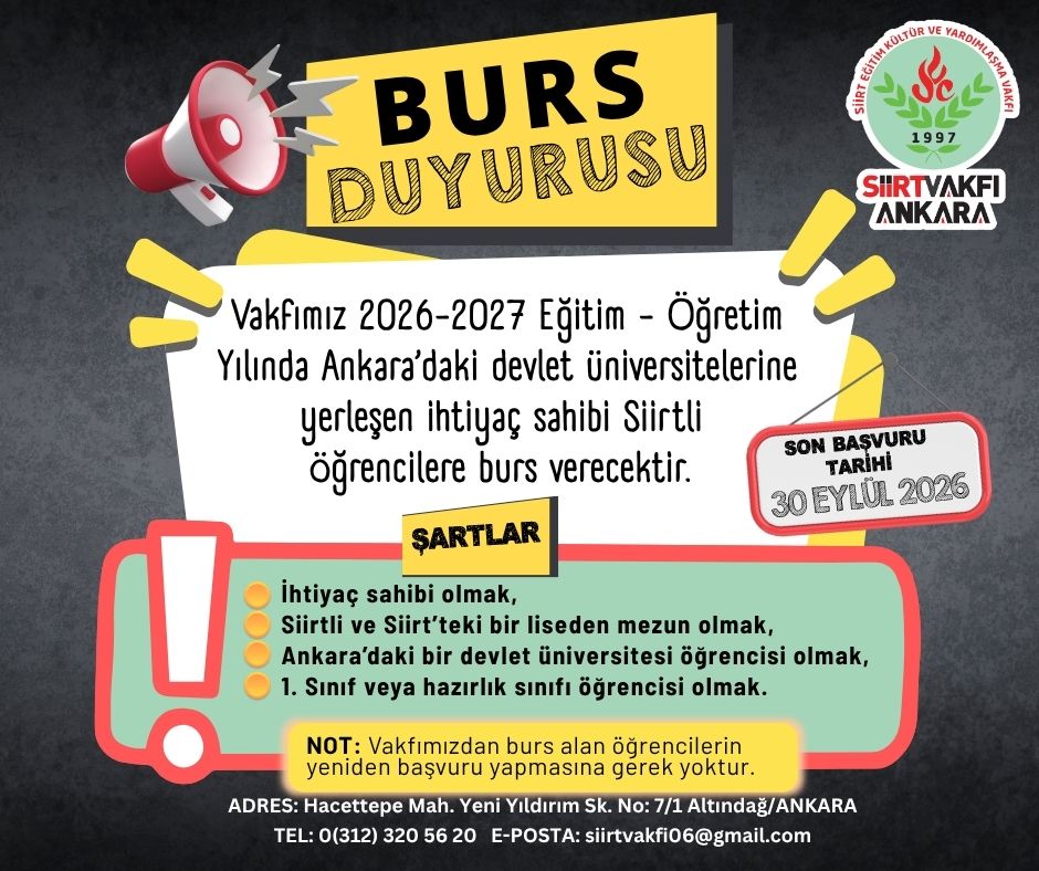 Siirt Vakfı Ankara Şubesi’nden Üniversitelilere Burs Desteği