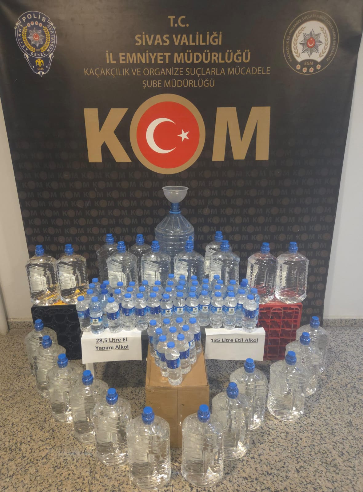 Sivas’ta Kaçak ve Sahte Alkol Operasyonu
