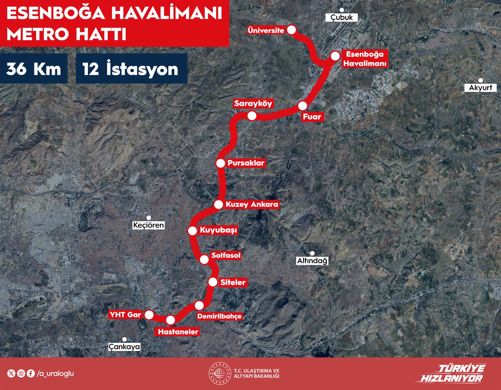 Ulaştırma Ve Altyapı Bakanı Uraloğlu Müjdeyi Verdi: Ankara Esenboğa Havalimanı Metro Hattı İhalesi 30 Haziran’da Yapılacak