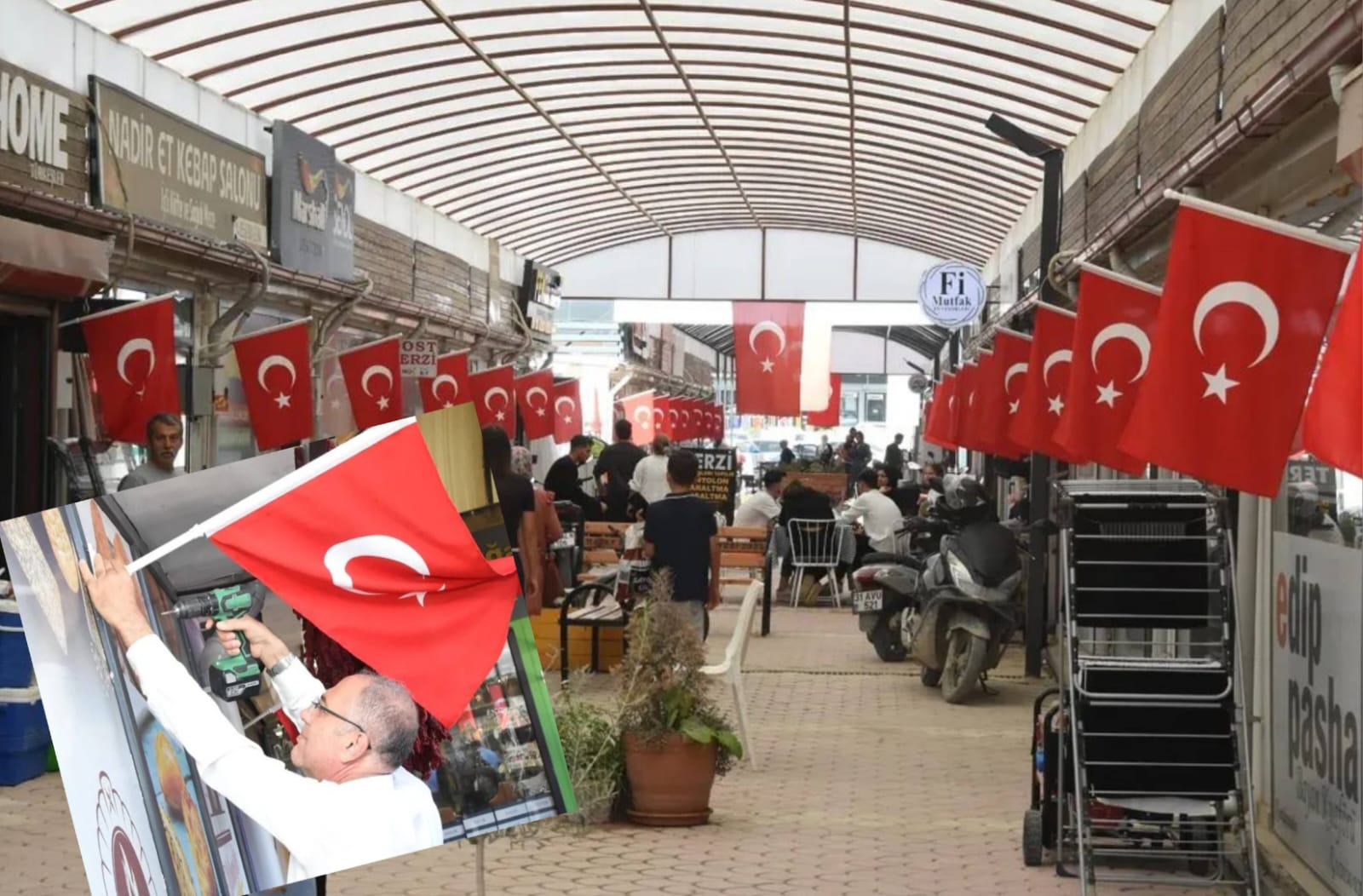 Uzun Çarşı Kırmızı Beyaza Büründü