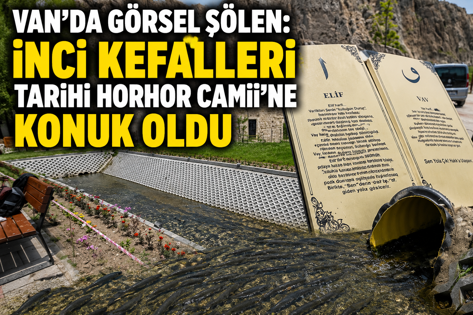 Van’da görsel şölen: İnci kefalleri tarihi Horhor Camii’ne konuk oldu