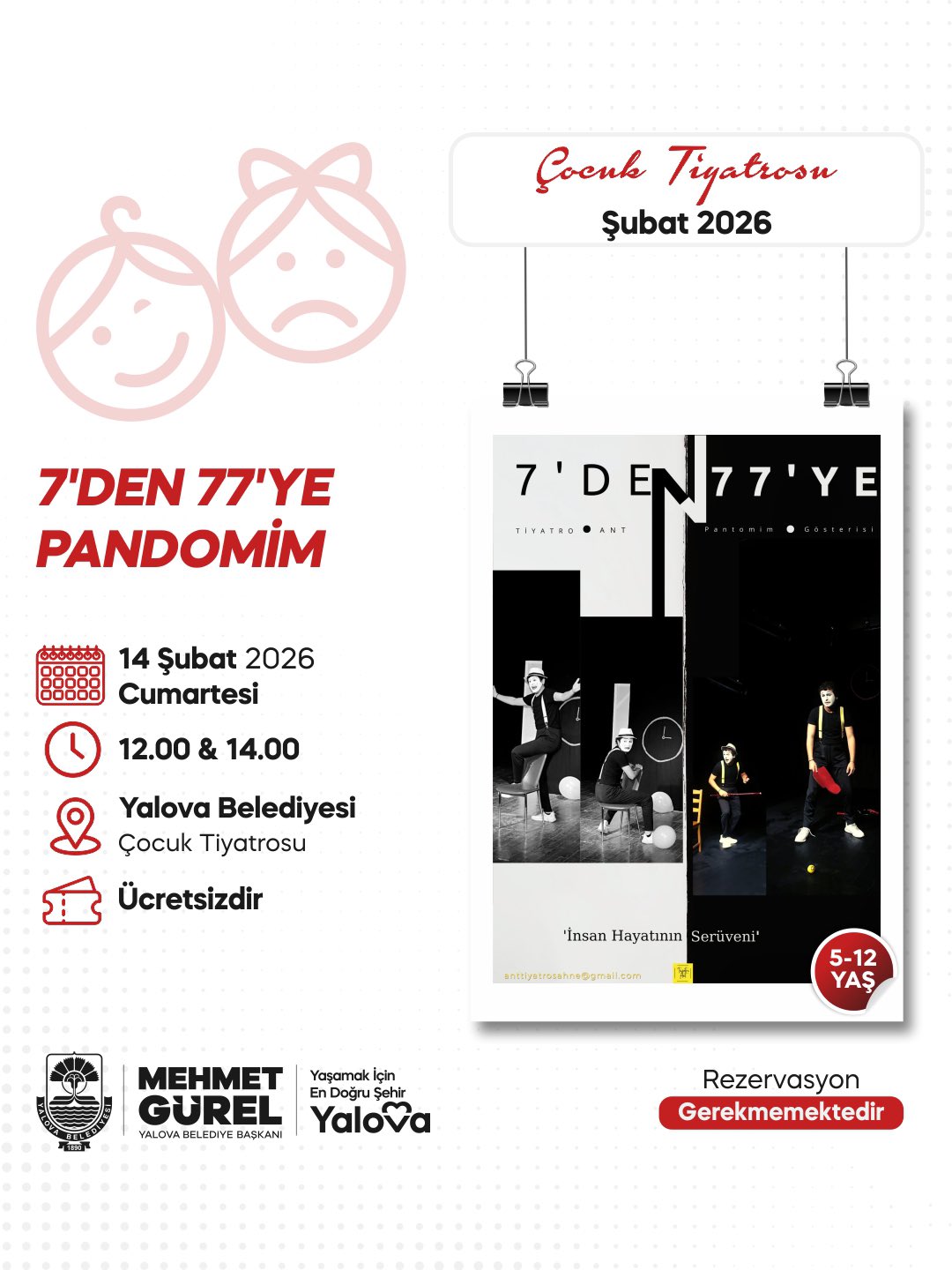 Yalova’da Çocuklar İçin Ücretsiz Tiyatro Keyfi